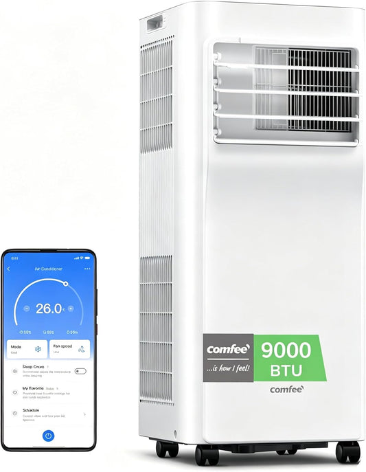 Comfee Breezy Cool 2.6  climatiseur mobile connecté 9000 BTU 2,6 kW 3-en-1, R290, app, 33 m²