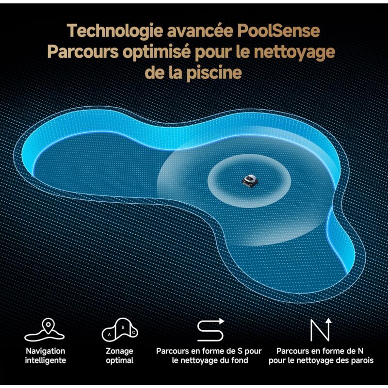 Dreame Z1 — robot piscine sans fil 180 m², 30 m³/h, fond parois ligne d'eau, 240 min, app