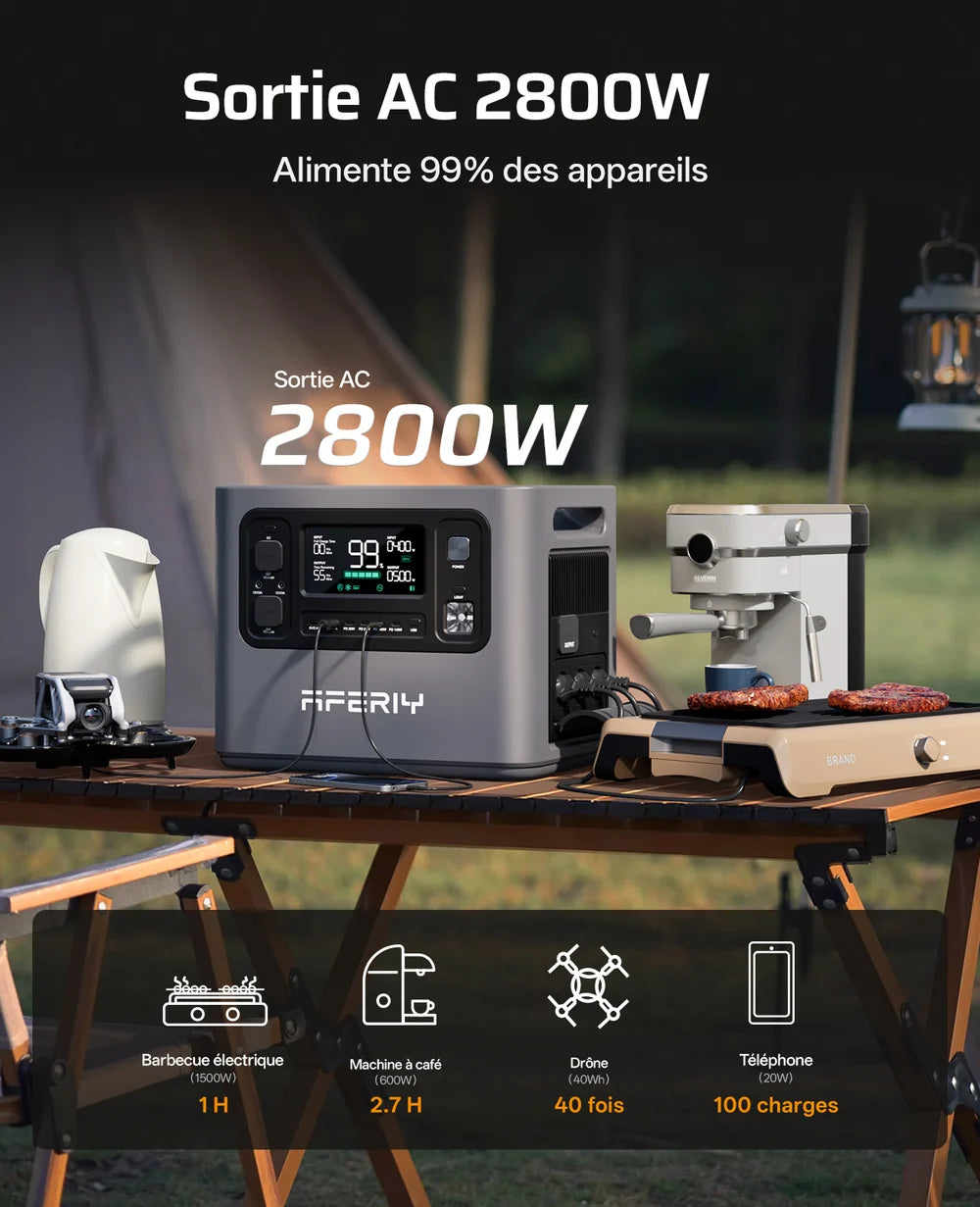 AFERIY P280 Station D'énergie Portable une Capacité D'extension 2800W 2048Wh - 10240Wh