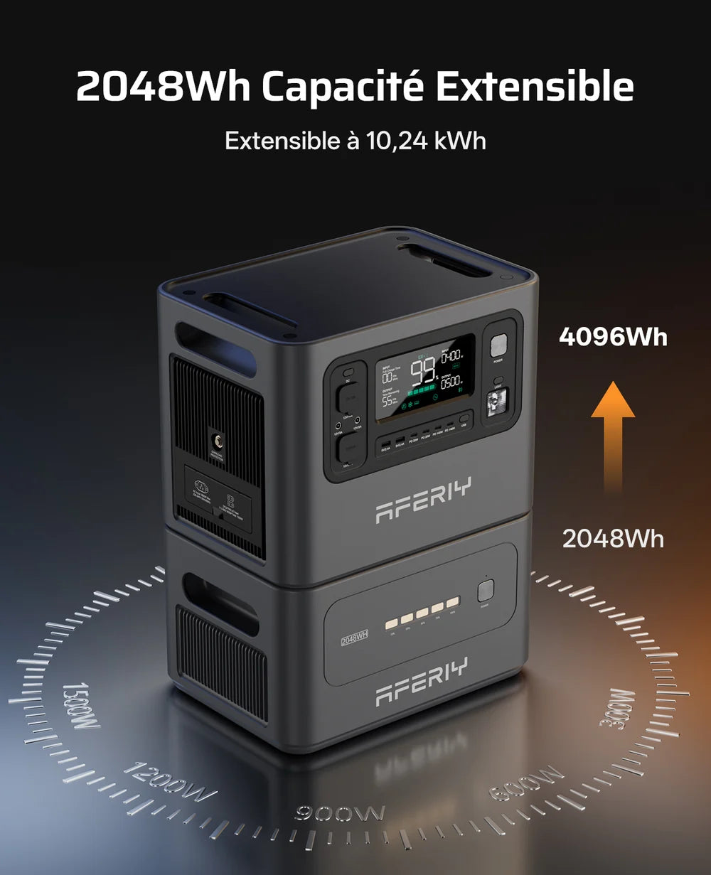 AFERIY P280 Station D'énergie Portable une Capacité D'extension 2800W 2048Wh - 10240Wh
